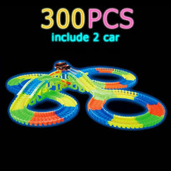 Glow Racing Track Set 5 Led Light Track Car Flexible Glowing Tracks Toy 162/165/220/240 Race Track Flexible Railway LED Car - NTKSTORE