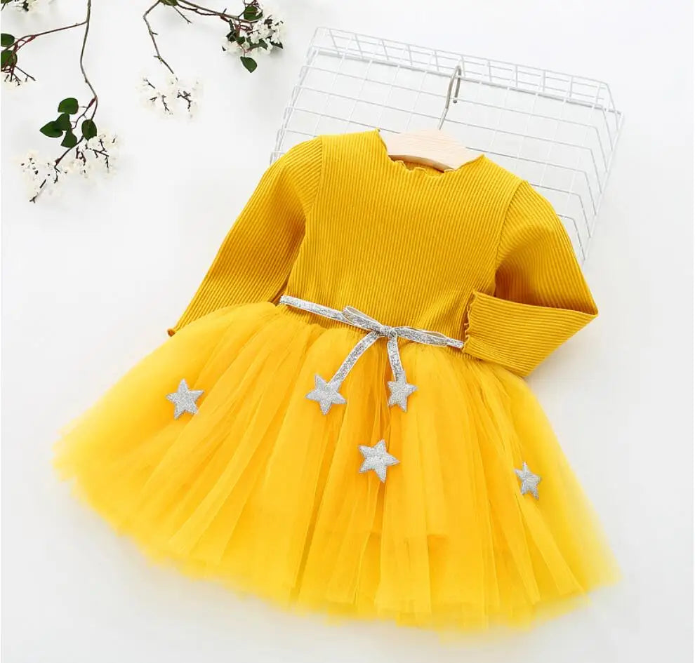 Infant Baby Christmas Dress Knit Gauze Velvet Red Dress Toddlers Girls Kids Clothes Long Sleeve Warm Sweater Dress - NTKSTORE