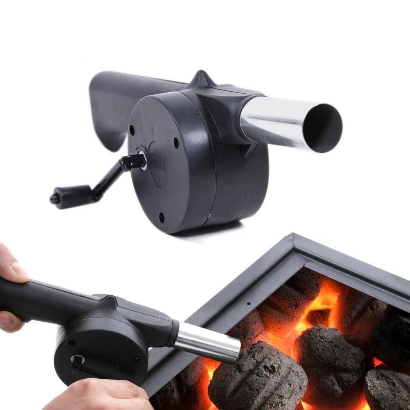 LMETJMA Hand BBQ Fan Outdoor BBQ Fan Air Blower For Barbecue Picnic Manual Crank Grill BBQ Fan Fire Bellows BBQ Tools KC0266 - NTKSTORE