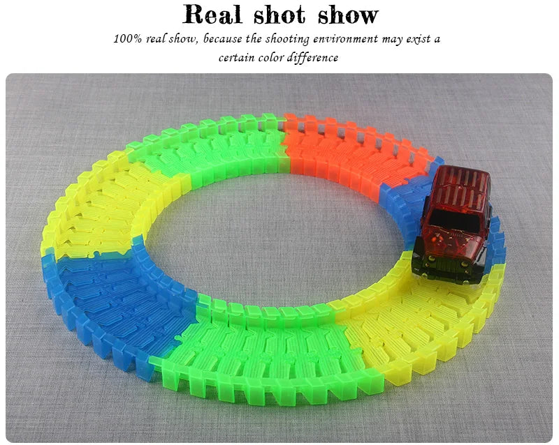 Glow Racing Track Set 5 Led Light Track Car Flexible Glowing Tracks Toy 162/165/220/240 Race Track Flexible Railway LED Car - NTKSTORE