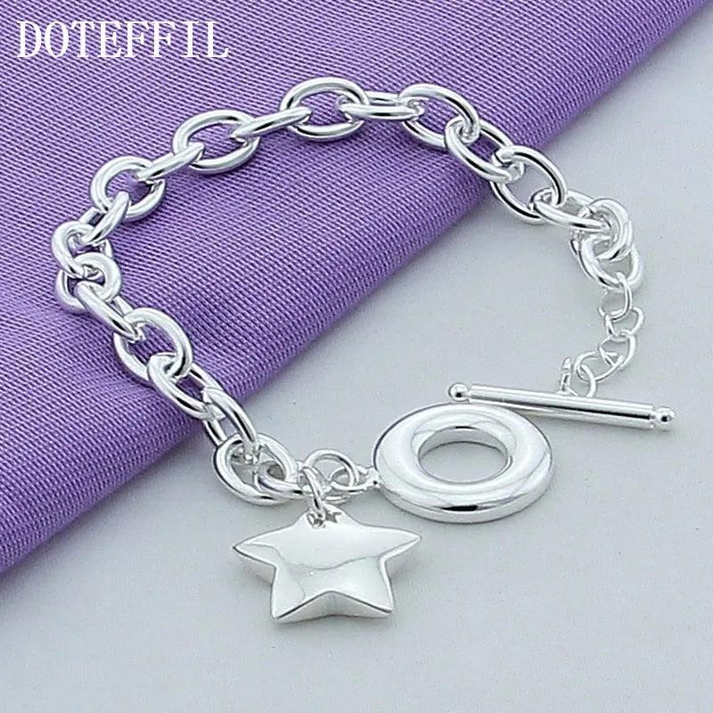 DOTEFFIL 925 Sterling Silver Star TO buckle Charm Bracelets Chain For Women Fashion Wedding engagement Fine Jewelry - NTKSTORE