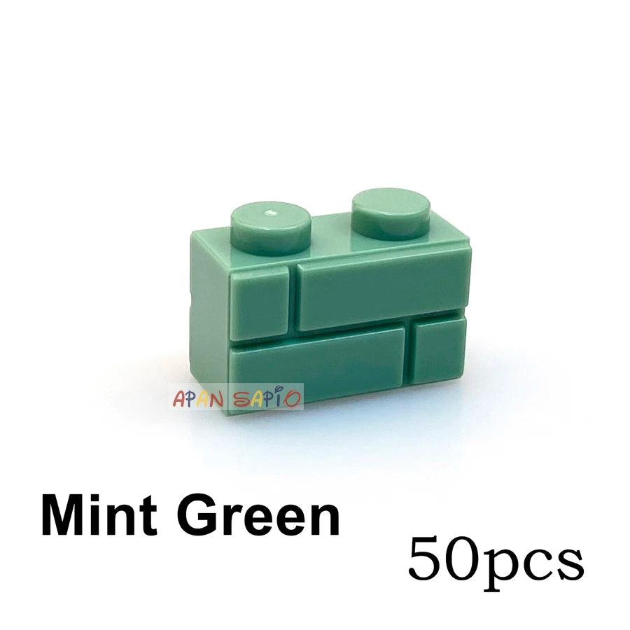 DIY Building Blocks Wall Figures Bricks 1x2 Dots 50/100PCS Educational Creative Toys for Children Size Compatible With 98283 - NTKSTORE