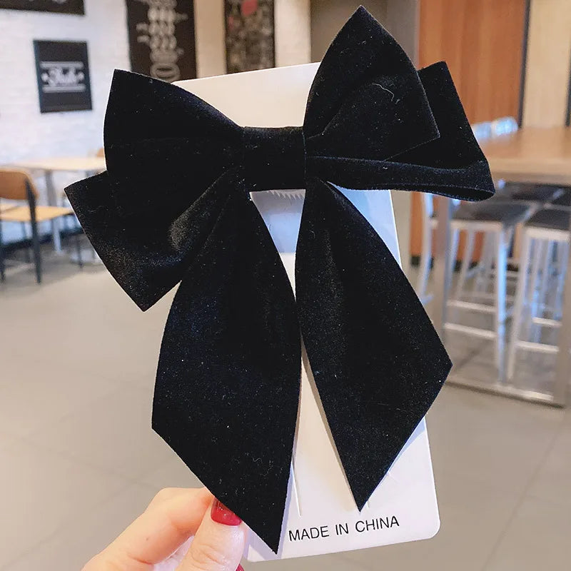 Haimeikang Bow Hair Clip Black Velvet Hair Bows Hairpins Women Elegant Barrette Girls Bowknot Hair Accessories - NTKSTORE