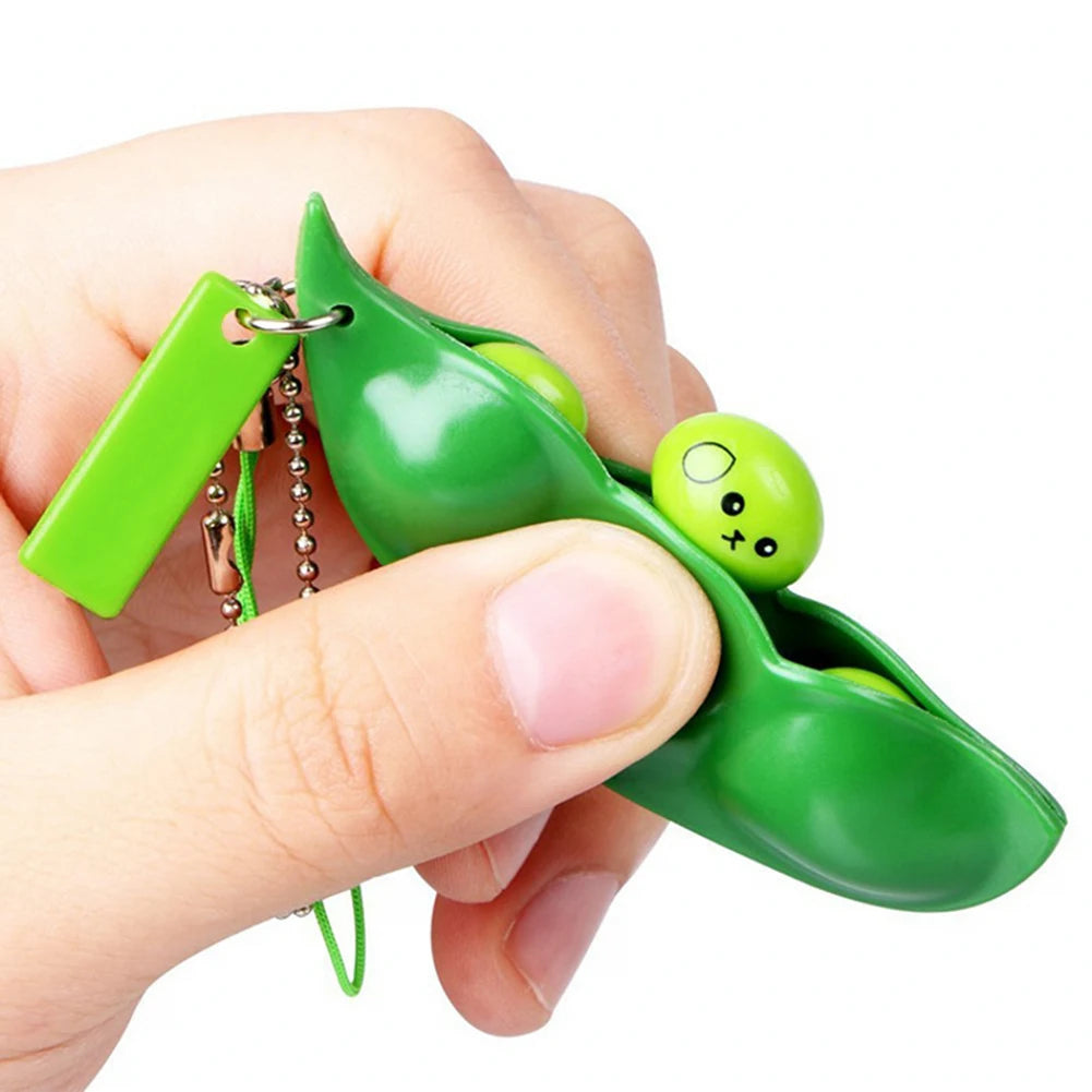 1pc Sensory Fidget Toy Squeeze Pea Beans Relieve Stress Facial Expression Fun Game Keychain Decor Decompression Toys - NTKSTORE