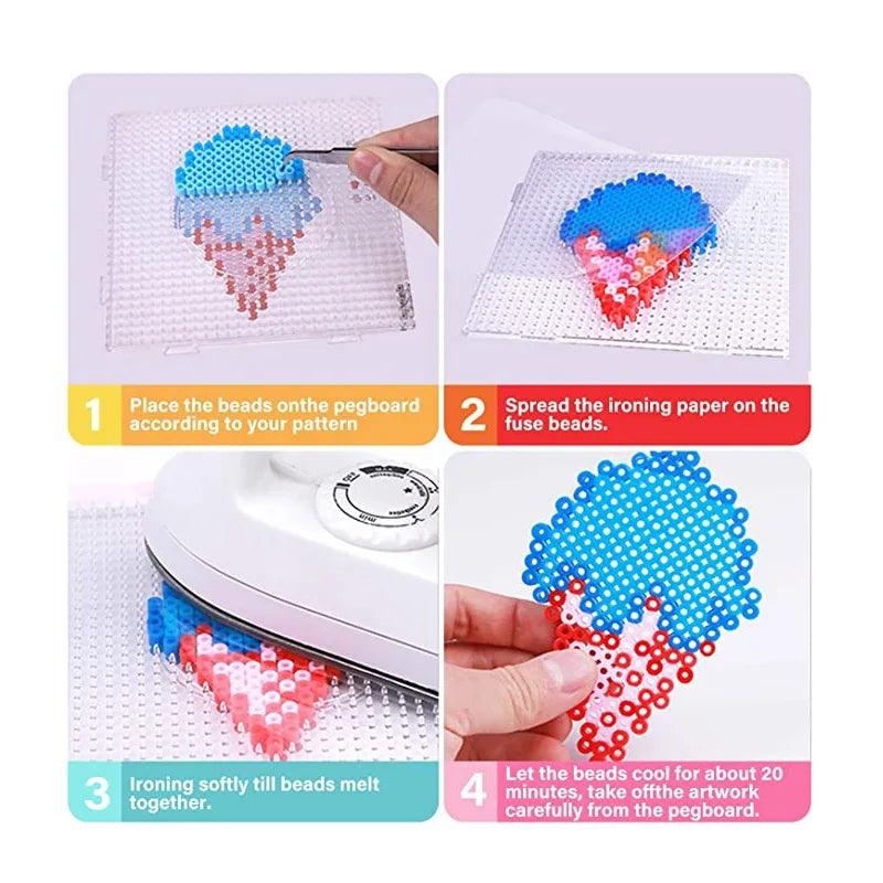 8 Piece/Lot 5mm Hama Beads template Plastic Stencil Jigsaw PUPUKOU Beads Diy Transparent Shape Puzzle Template PUPUKOU - NTKSTORE