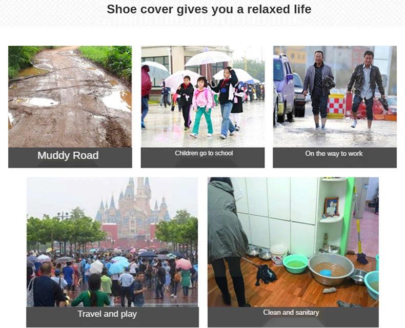 Silicone Waterproof Shoe Cover Unisex Shoes Protectors Rain Boots for Indoor Outdoor Rainy Reusable Quality non-slip shoe Cover - NTKSTORE