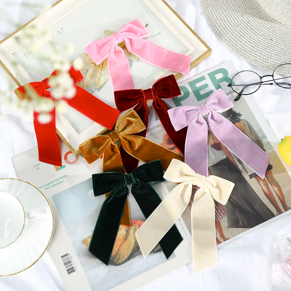 Haimeikang Bow Hair Clip Black Velvet Hair Bows Hairpins Women Elegant Barrette Girls Bowknot Hair Accessories - NTKSTORE