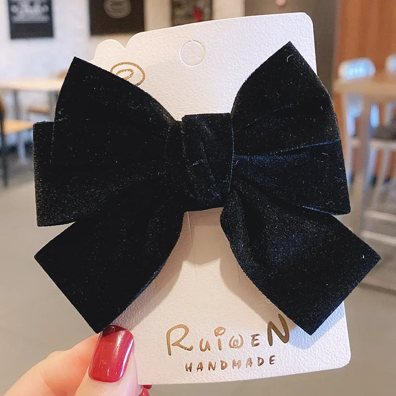Haimeikang Bow Hair Clip Black Velvet Hair Bows Hairpins Women Elegant Barrette Girls Bowknot Hair Accessories - NTKSTORE