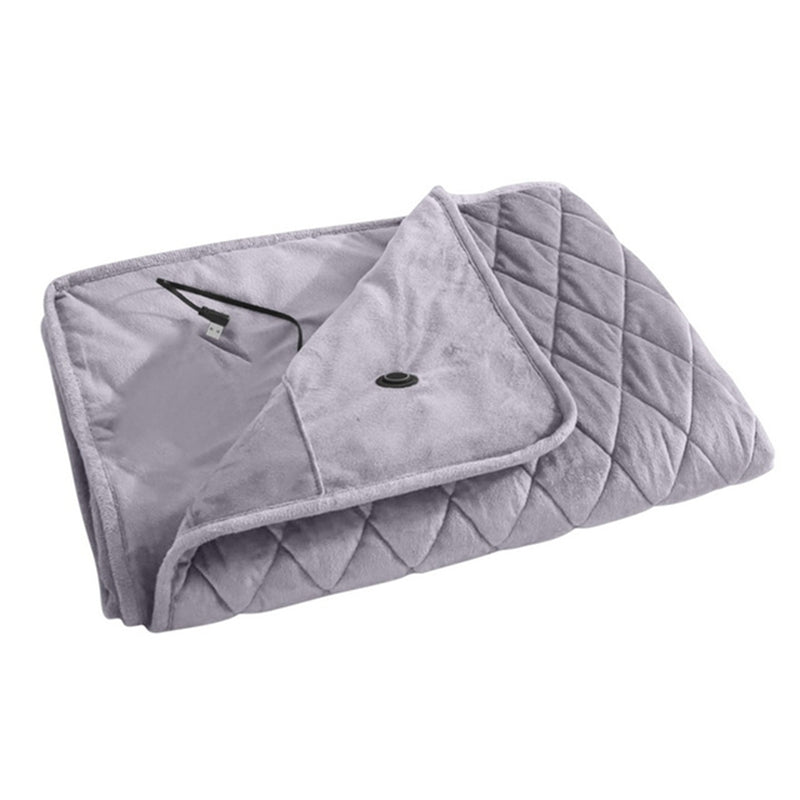 Blanket Powered By Power Bank Winter Bed Warmer USB Heated Blankets Body Thicker Heater Bed Warmer Machine Light Grey-B