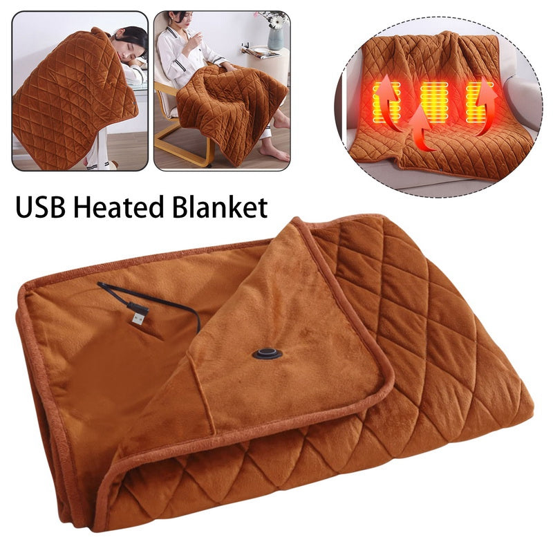 Blanket Powered By Power Bank Winter Bed Warmer USB Heated Blankets Body Thicker Heater Bed Warmer Machine Light Grey-B