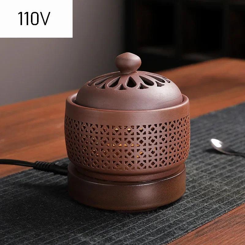 Y Enamel Electronic Incense Burner 110V/220V Timed Temperature Regulation Essential Oil Lamp Heating Electric Fumigating Furnace - NTKSTORE