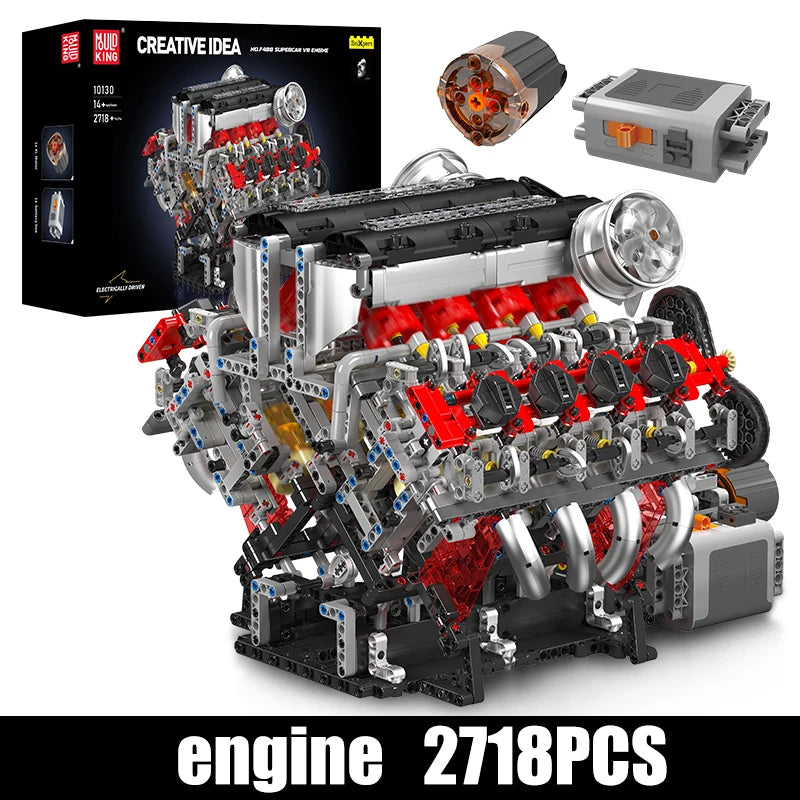 MOULD KING Technology 10130 F488 Supercar V8 Engine Model 2718Pcs Building Blocks Toy Set With Motor - NTKSTORE