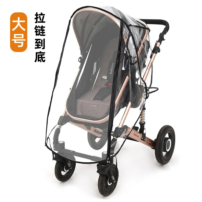 Baby Stroller Rain Cover Rain Cover Raincoat Windshield Cover Perambulator Winter Canopy - NTKSTORE