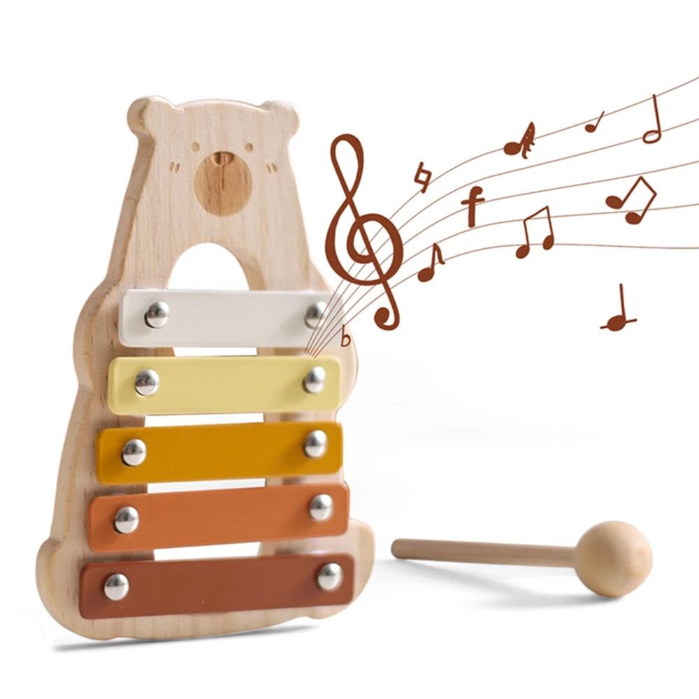 Kids Wooden Montessori Toys Musical Instruments Rattle Bell Drum Xylophone Percussion for Baby Early Educational Instruments Toy - NTKSTORE