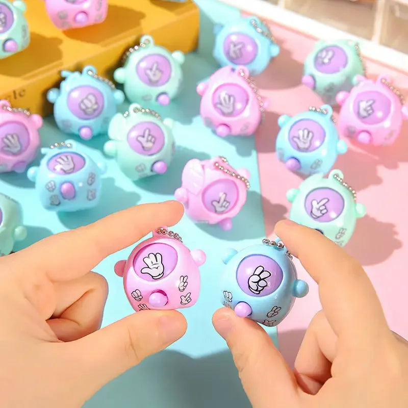 1/10Pcs Fun Rock-Paper-Scissors Key Chain for Kids, Pendant mini Toys Children's game interactive props Funny Gift