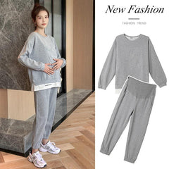 209 Spring Autumn Sports Casual Cotton Maternity Clothing Sets Sweatshirt Belly Pants Suits Clothes for Pregnant Women Pregnancy - NTKSTORE