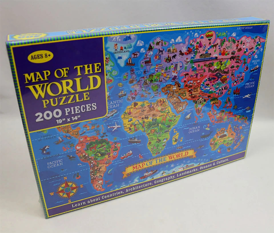 World Map Puzzle for Kids Gifts - 200 Piece - Learning Aid & Educational Games Toy for Kids Age 4 and Above - NTKSTORE