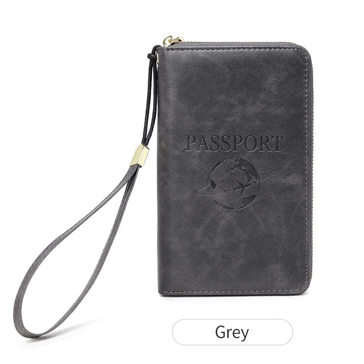 Fashionable and Portable RFID Travel Passport CasePULeather Multi functional Credit Card Passport Bag Neutral Travel Accessories - NTKSTORE