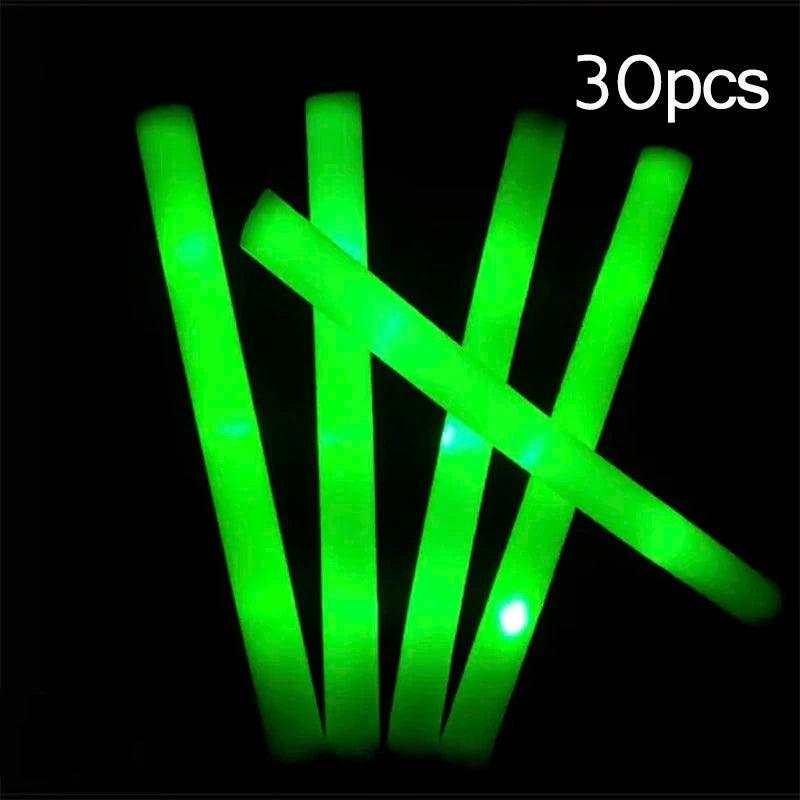 15/30Pcs LED Glow Sticks Bulk Colorful RGB Glow Foam Stick Cheer Tube Dark Light for Xmas Birthday Wedding Party Supplies - NTKSTORE