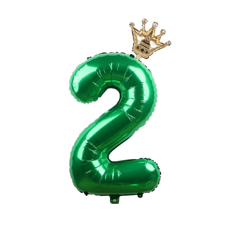 2pcs 32inch Rainbow Number Foil Balloons with Crown for Kids Boy Girl 1st Birthday Party Decorations Rose Gold Figures Globos - NTKSTORE