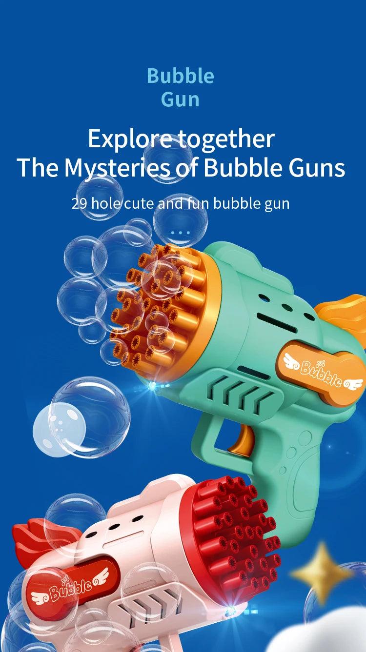 Light-Up Bubble Gun - 29-Hole Gatling Blaster for Boys & Girls 6-14 Years Old (Battery & Bubble Liquid Not Included) - NTKSTORE