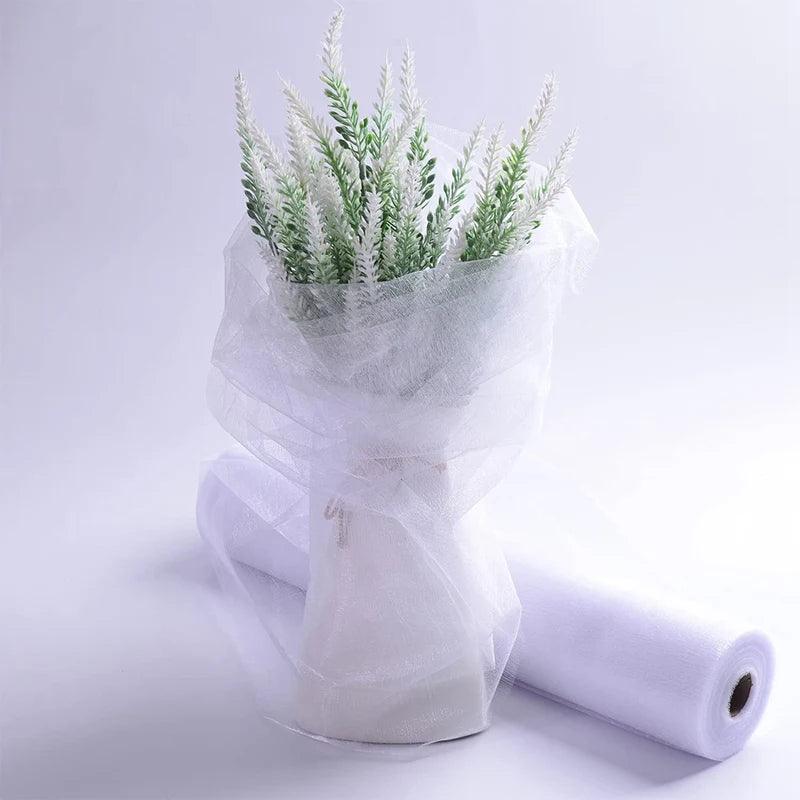 5/10M Sheer Crystal Wedding Tulle Roll Organza Fabric For Wedding Birthday Party Backdrop Decor DIY Wedding Organza Chair Sashes - NTKSTORE