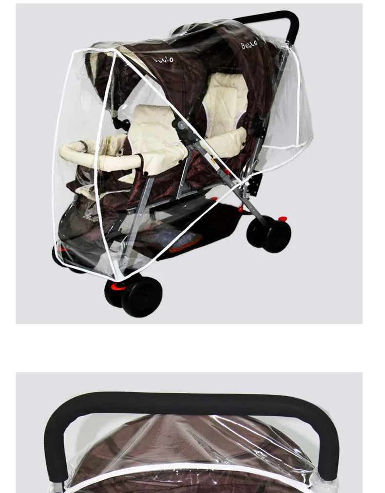 Universal Type Breathable Baby Pushchs Rain Cover For Twins Transparent Environmentally PVC Stroller Raincoat Wind Dust Shield - NTKSTORE