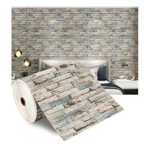 70cm*2m 3D Soft Foam Brick Wallpaper Sticker Roll DIY Self Adhesive Living Room Home Kitchen Bathroom Decorative Wall Paper - NTKSTORE