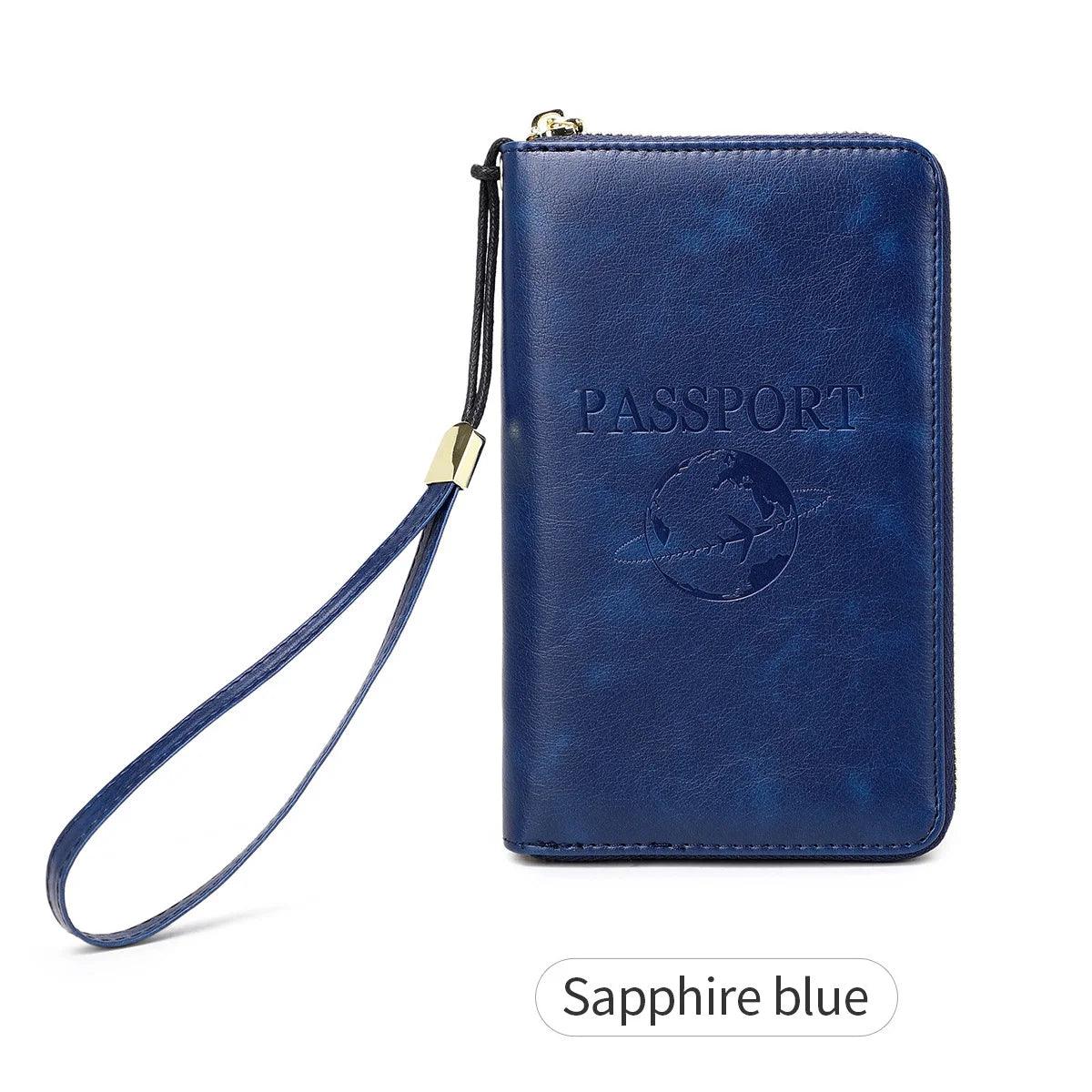 Fashionable and Portable RFID Travel Passport CasePULeather Multi functional Credit Card Passport Bag Neutral Travel Accessories - NTKSTORE