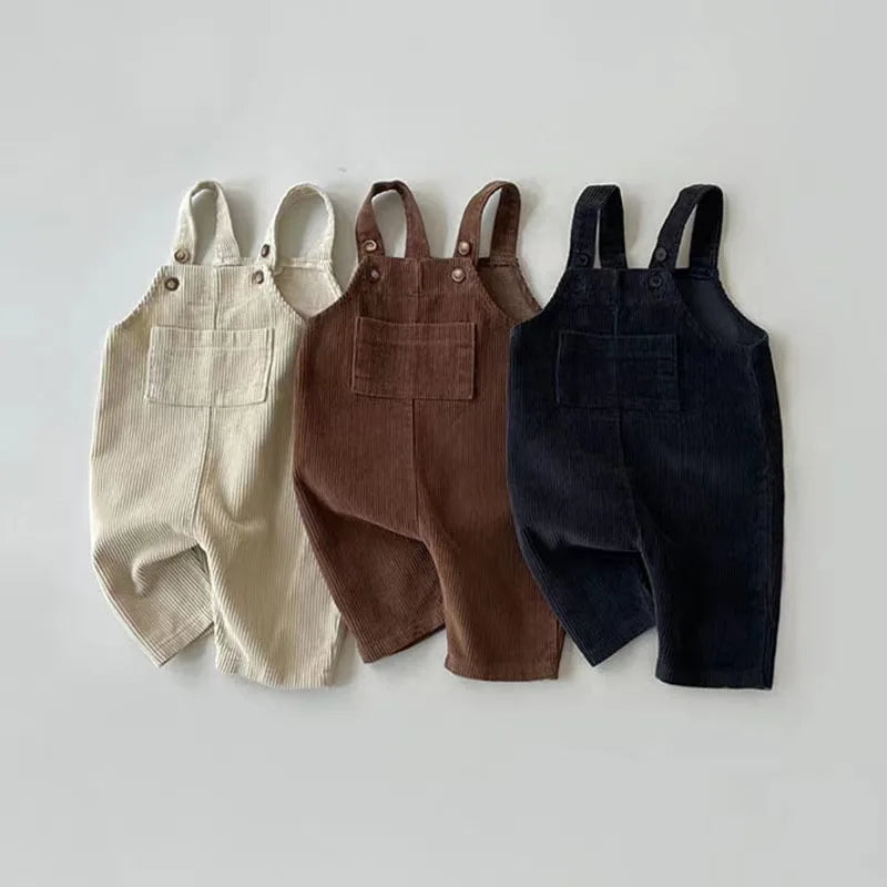 2024 New Baby Sleeveless Romper Solid Newborn Toddler Pocket Jumpsuit Cotton Infant Casual Corduroy Overalls Baby Clothes 0-24M - NTKSTORE