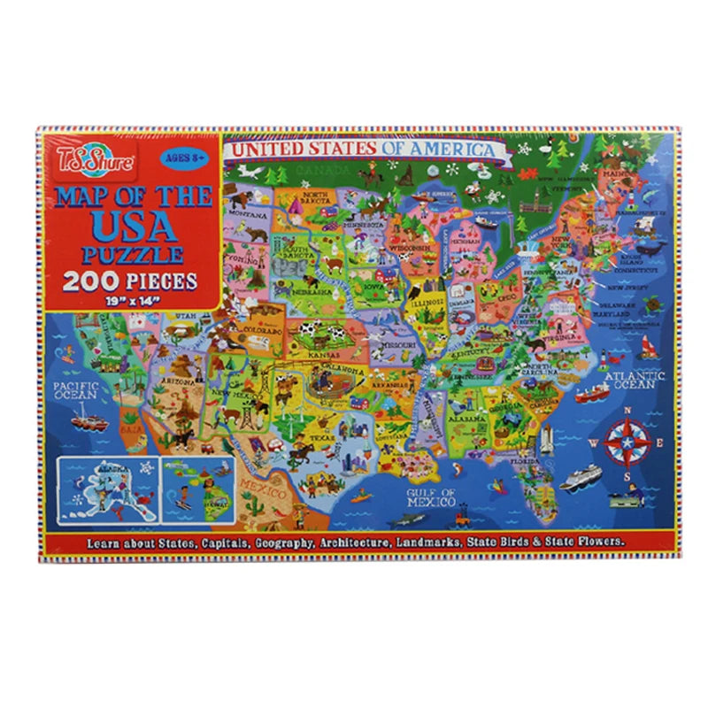 World Map Puzzle for Kids Gifts - 200 Piece - Learning Aid & Educational Games Toy for Kids Age 4 and Above - NTKSTORE