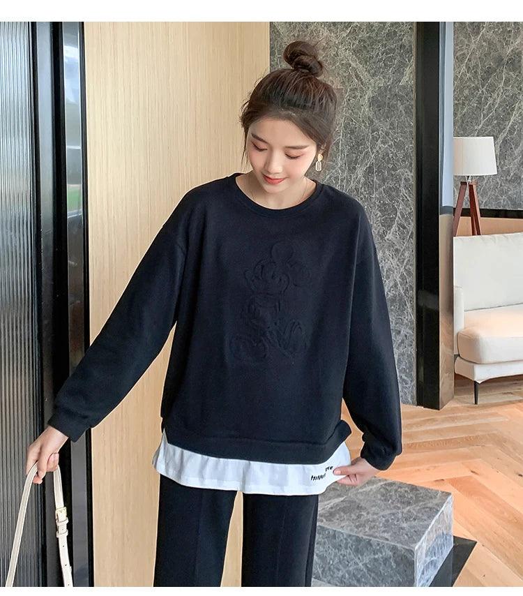 209 Spring Autumn Sports Casual Cotton Maternity Clothing Sets Sweatshirt Belly Pants Suits Clothes for Pregnant Women Pregnancy - NTKSTORE