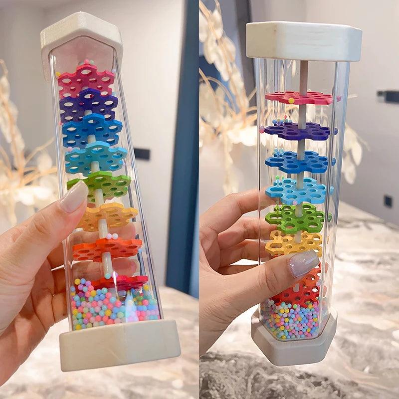 Baby Rain Stick Montessori Toys for Kids gift Rainbow Hourglass Music Rattle Baby Educational Toy Rainmaker Montessori Sensory - NTKSTORE