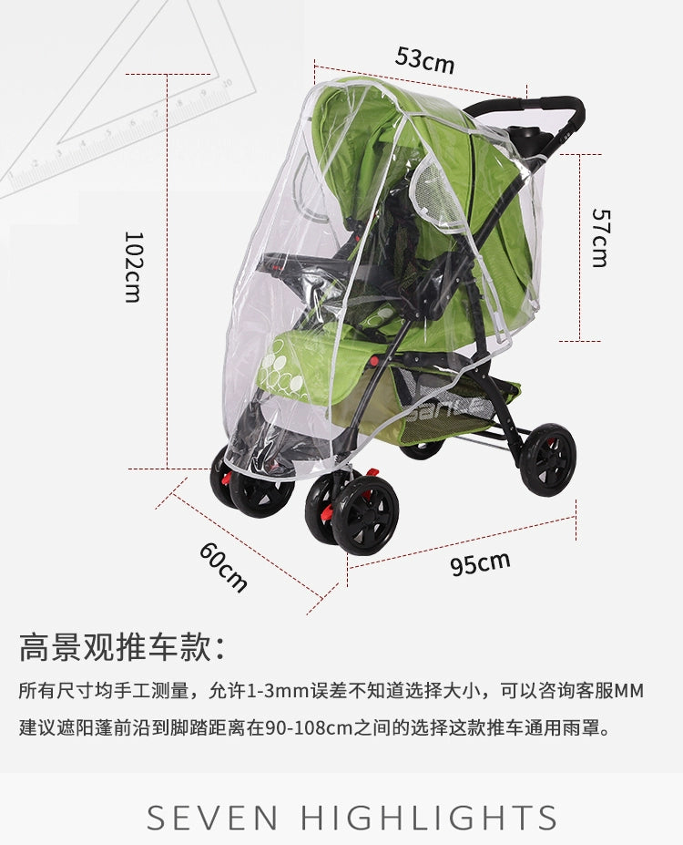 Baby Stroller Rain Cover Rain Cover Raincoat Windshield Cover Perambulator Winter Canopy - NTKSTORE