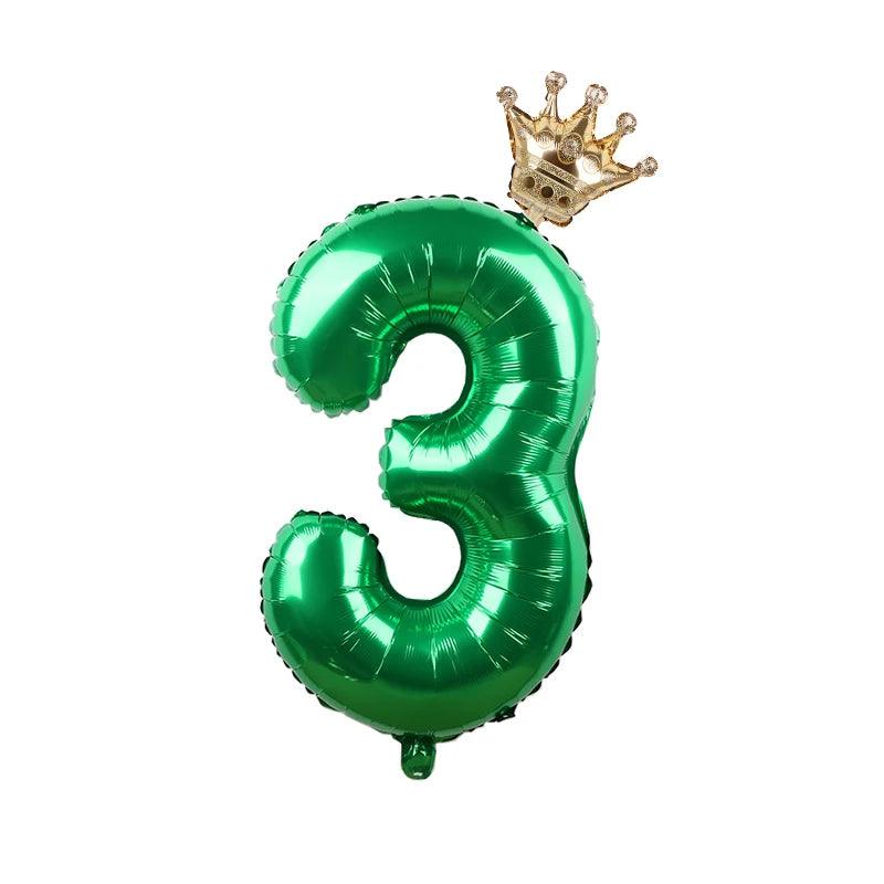2pcs 32inch Rainbow Number Foil Balloons with Crown for Kids Boy Girl 1st Birthday Party Decorations Rose Gold Figures Globos - NTKSTORE