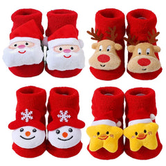 Kids Christmas Socks For 0-12Months Children's Short Socks Girls Boys Winter Warm Cotton Toddler New Year Gift Santa Claus Socks - NTKSTORE