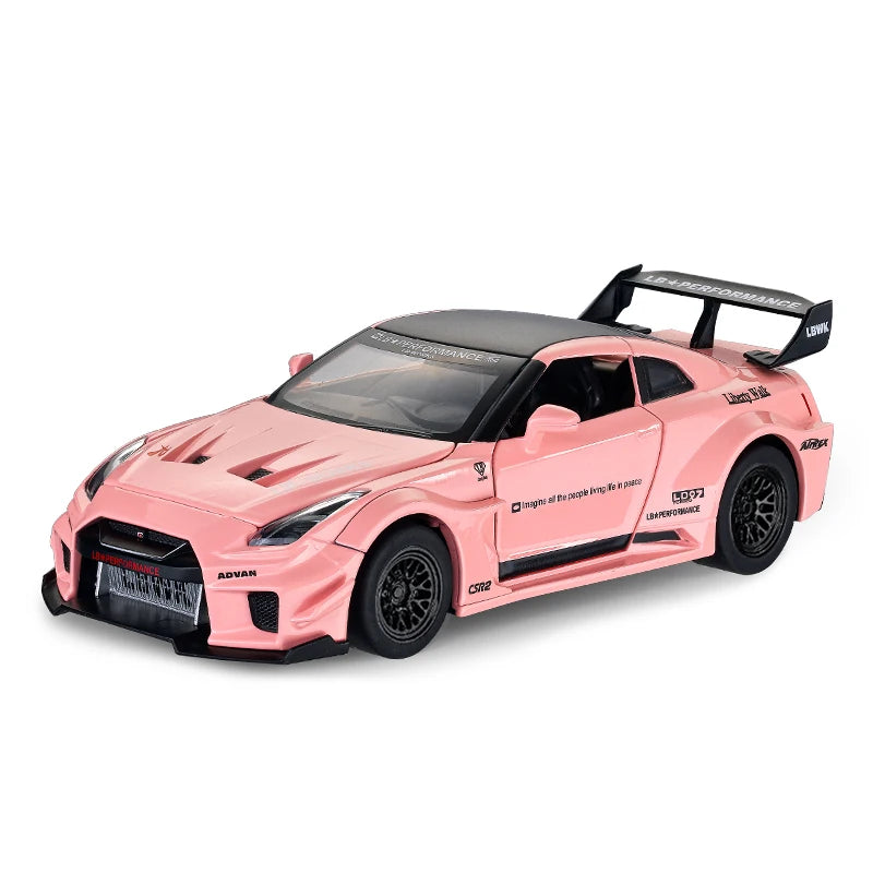 1:32 GT-CSR2 Alloy Exquisite Sports Car Model Fast Furious Simulation Miniature Toys Sound Light Children Gift Collect Hobby