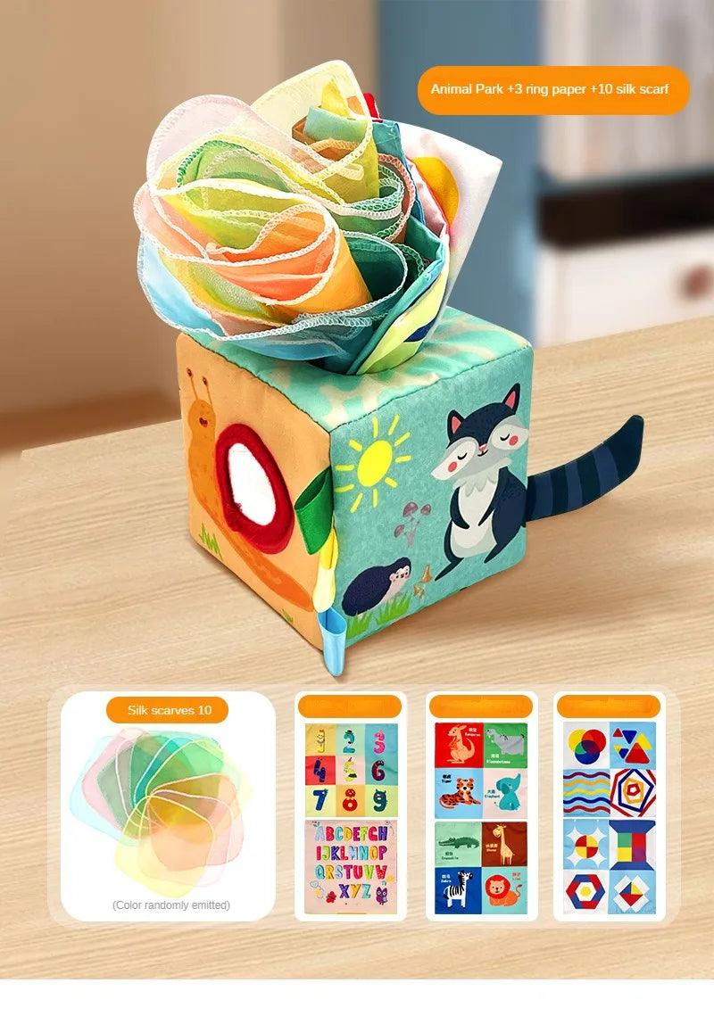 Baby Montessori Toy Magic Tissue Box Cotton Educational Learning Activity Sensory Toy For Kids Finger Exercising Busy Board Game - NTKSTORE