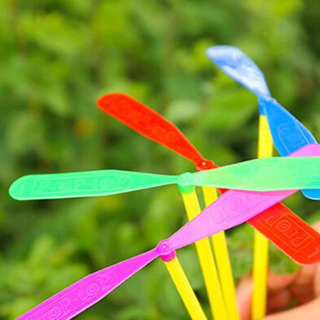 10/20pcs Novelty Plastic Bamboo Dragonfly Propeller Outdoor Classic Toy Kid Gift Rotating Flying Arrow Multicolor Random Color - NTKSTORE
