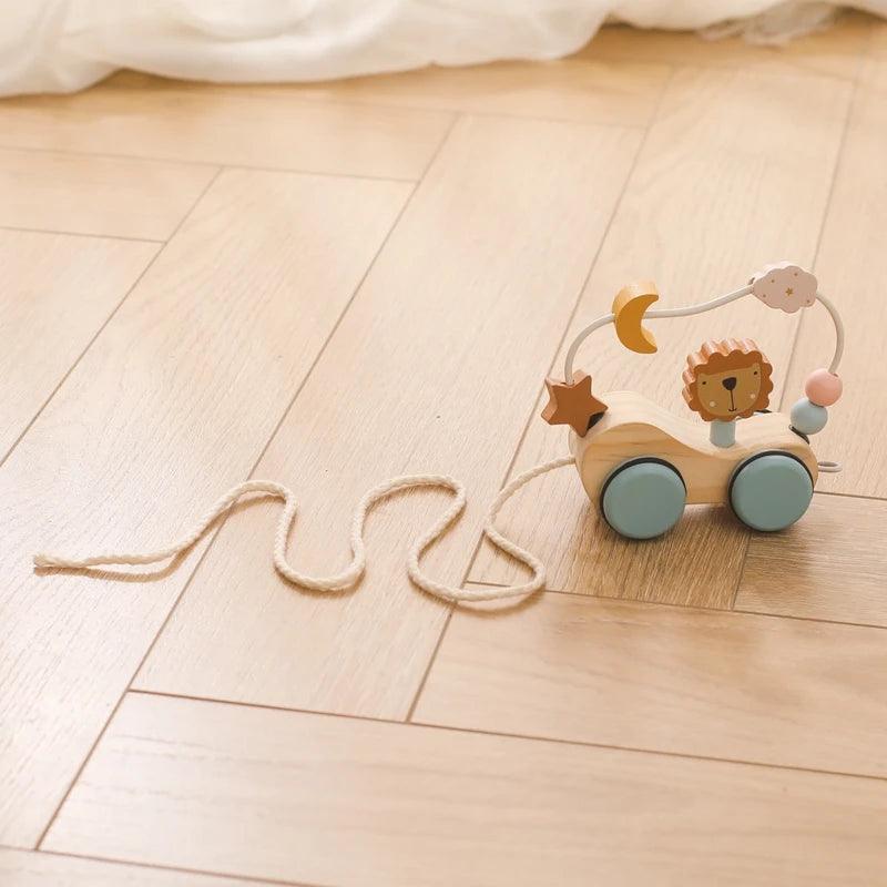 Baby Wooden Trailer Car Toys Rainbow Stacking Balance Blocks Animal Traction Car Star Moon Slider Beads For Kids Montessori Toys - NTKSTORE