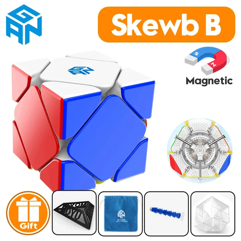 【JudyCube】GAN Skewb Magnetic (Enhanced UV Coated) Magnetic Magic Speed Cube Professional Fidget Toys GAN Skewb Cubo Magico - NTKSTORE