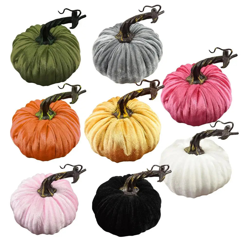 Fall Artificial Pumpkins Velvet Foam Pumpkin Thanksgiving Halloween Decoration Autumn Table Centerpiece Decorative Ornaments - NTKSTORE