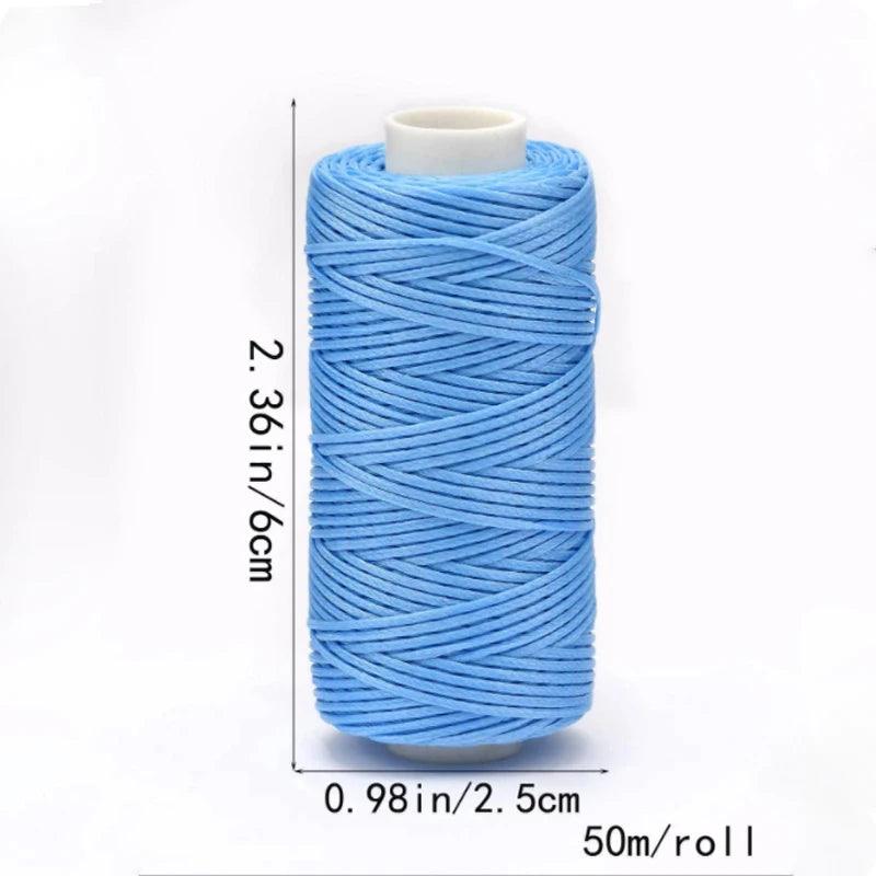 Leather Craft DIY Project 150D Leather Sewing Polyester Flat Wax String Diameter 0.8mm 50 Meters - NTKSTORE