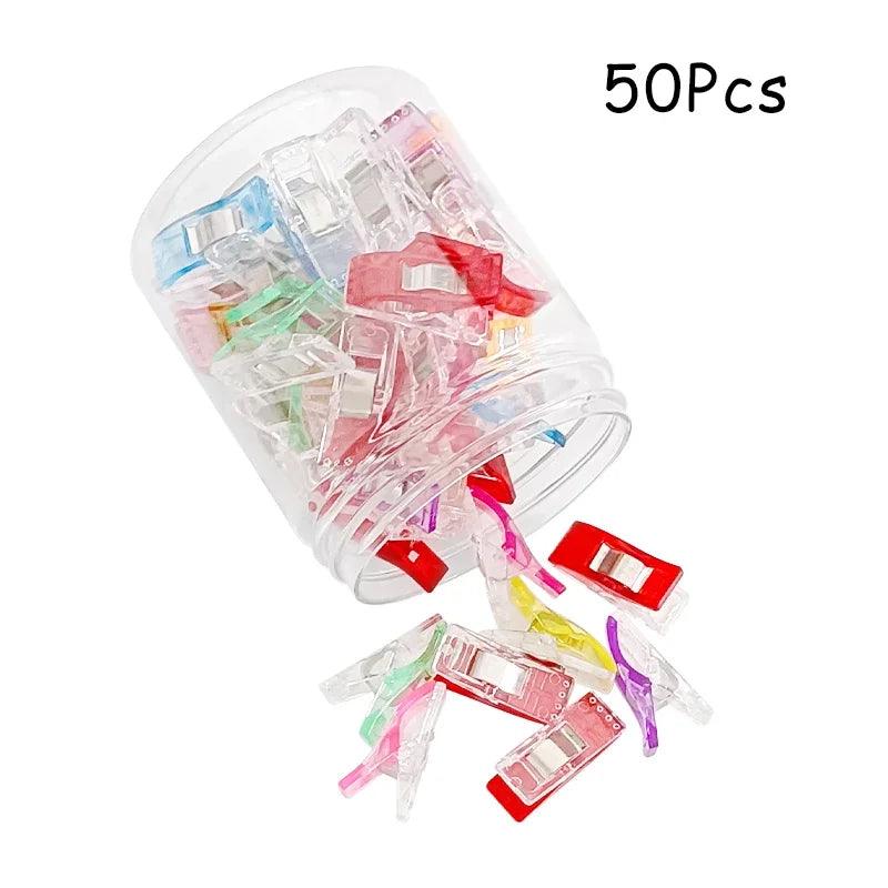 20/50/100PCs Sewing Clips Plastic DIY Crafting Crocheting Knitting Clothing Clips Assorted Colors Craft Securing Quilting Clip - NTKSTORE