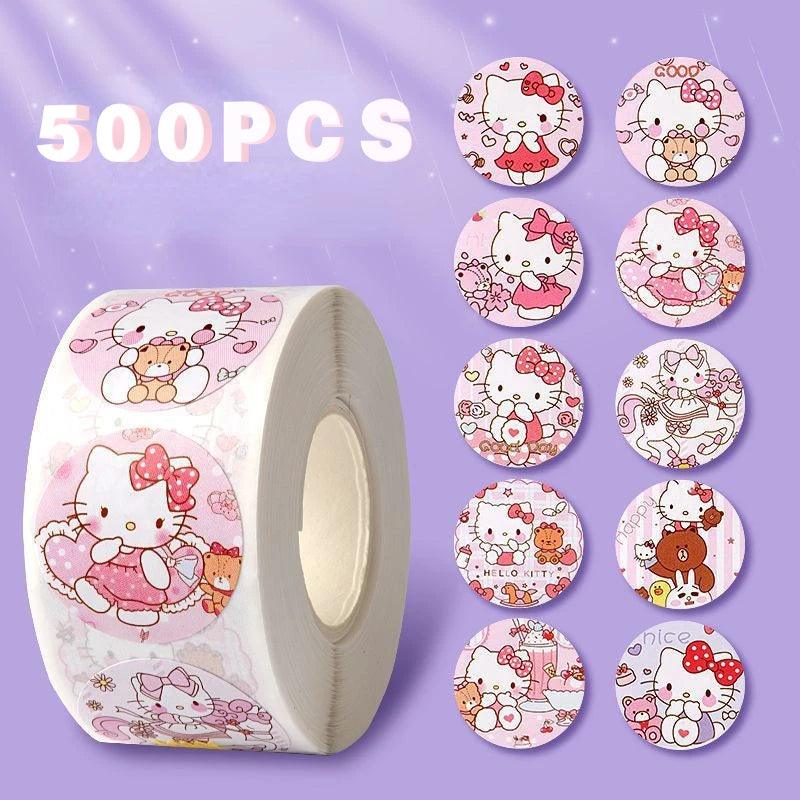 MINISO 500Pcs/Roll Sanrio Stickers Hello Kitty Melody Kuromi Cinnamoroll Luggage Graffiti Decals Kid Toy Decoration Sticker - NTKSTORE