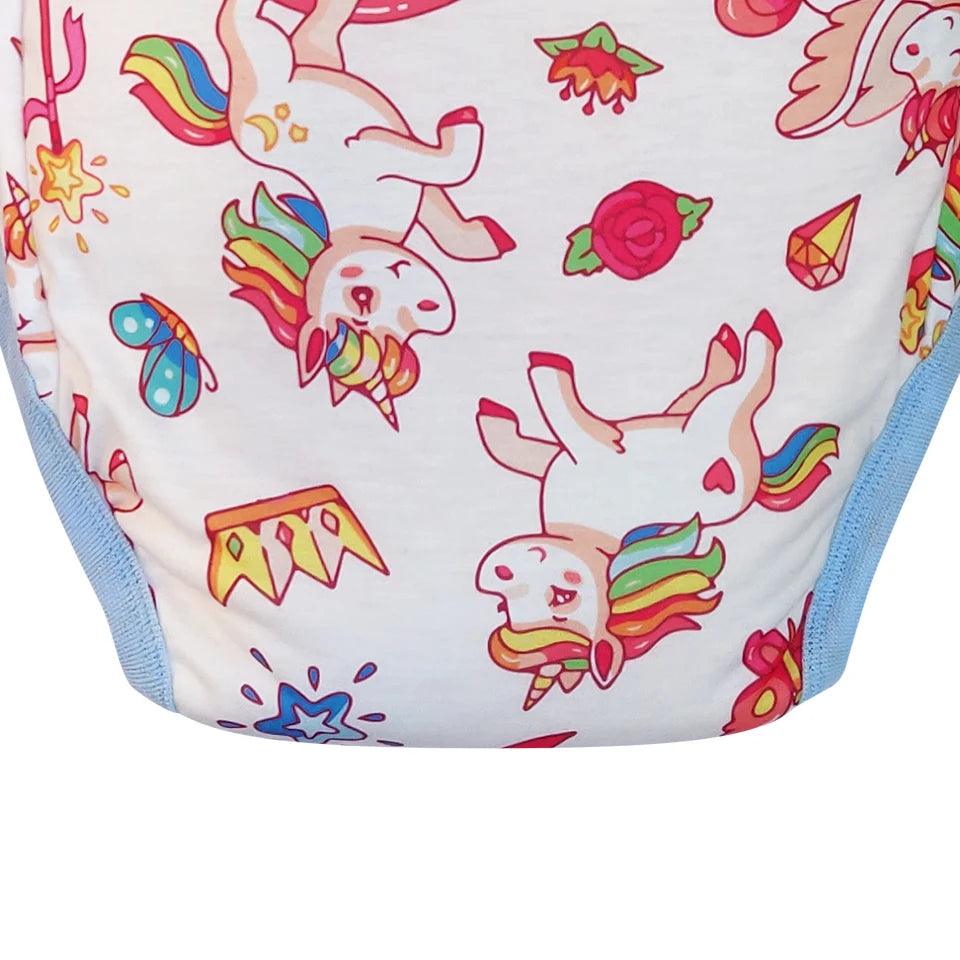 Blue rainbow unicorn Waterproof Adult Baby Traning Pants DDLG Reusable Nappies Adult Aloth Diaper Potty Underweaer Panties - NTKSTORE