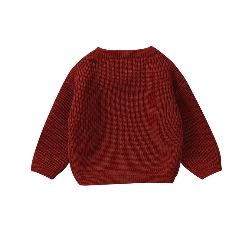 0-36months Baby Girls Sweater Long Sleeve Crew Neck Letters Winter Warm Knit Pullover Sweater For Infant For Girls