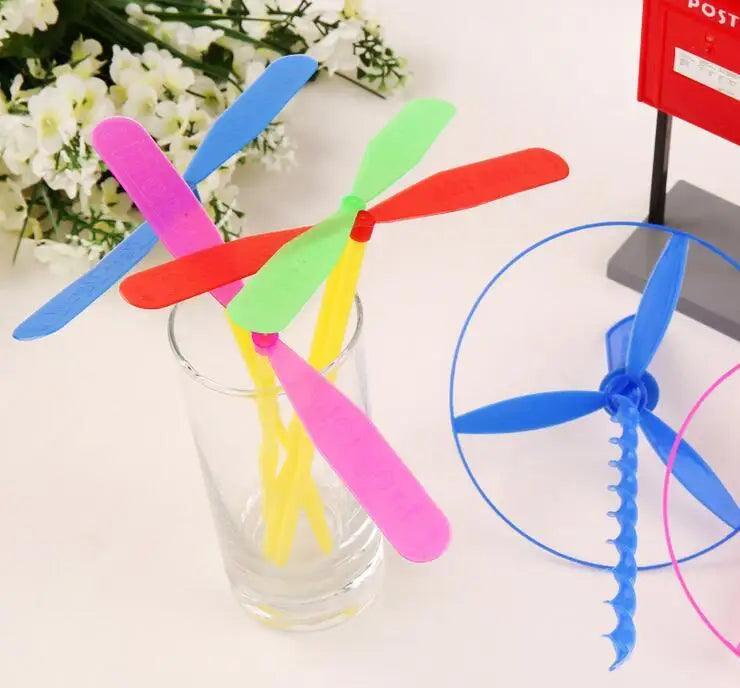 10/20pcs Novelty Plastic Bamboo Dragonfly Propeller Outdoor Classic Toy Kid Gift Rotating Flying Arrow Multicolor Random Color - NTKSTORE