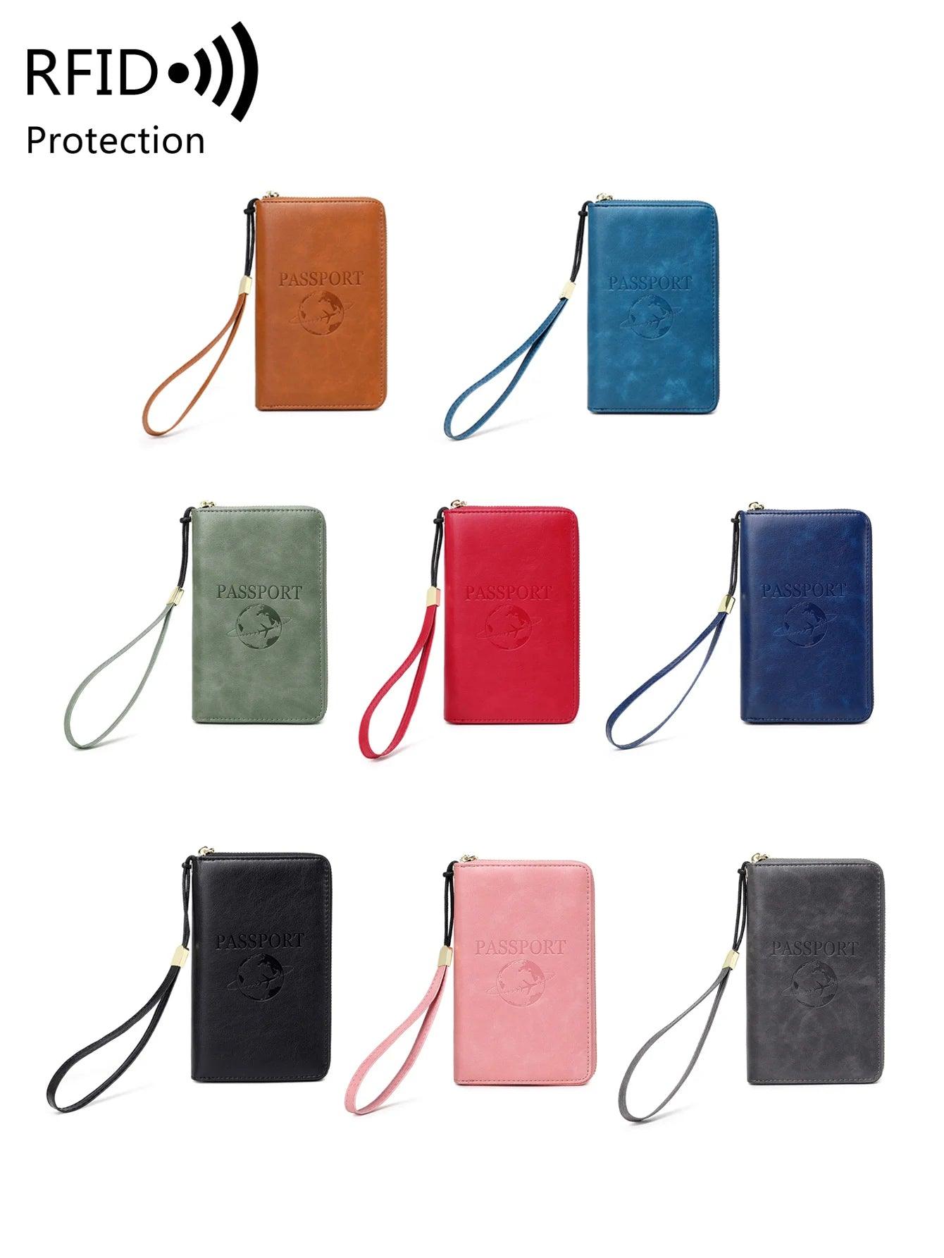 Fashionable and Portable RFID Travel Passport CasePULeather Multi functional Credit Card Passport Bag Neutral Travel Accessories - NTKSTORE
