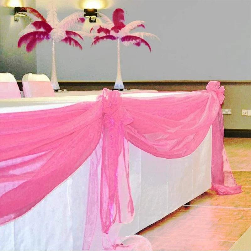 5/10M Sheer Crystal Wedding Tulle Roll Organza Fabric For Wedding Birthday Party Backdrop Decor DIY Wedding Organza Chair Sashes - NTKSTORE